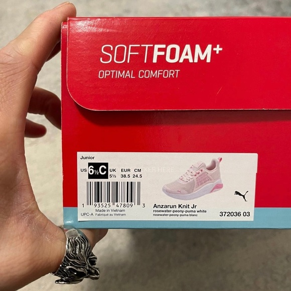 NIB Junior Size 6.5C Puma Anzarun Knit JR Softfoam Sneakers In Rosewater-Peony - Picture 4 of 12